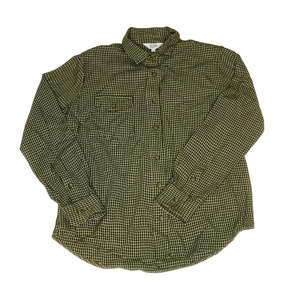 Bridge & burn womens Bird shirt organic cotton button windowpane check XS gorp - Picture 3 of 10